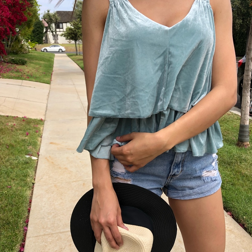 Velour Teal Top - Picture 4 of 5